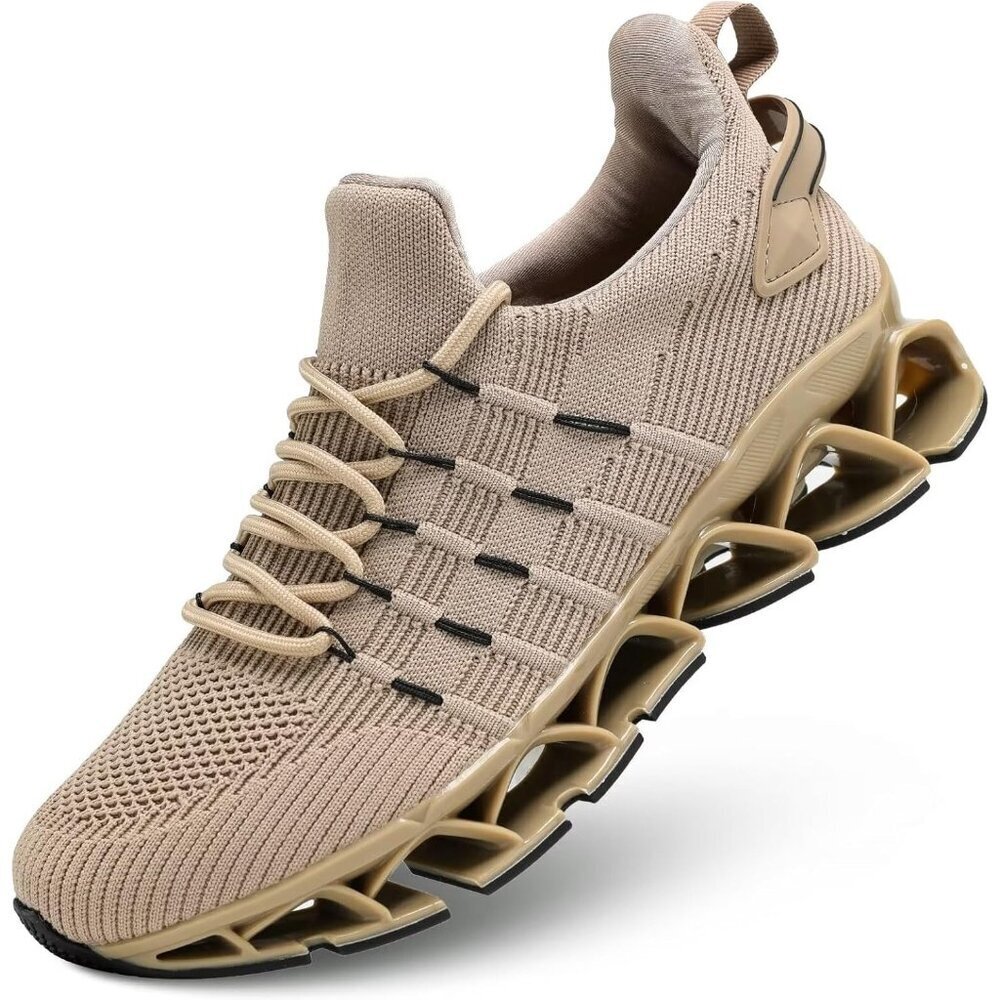 Men's Running Shoes Mesh Runners Fashion Sport Blade Walking Sneakers Khaki